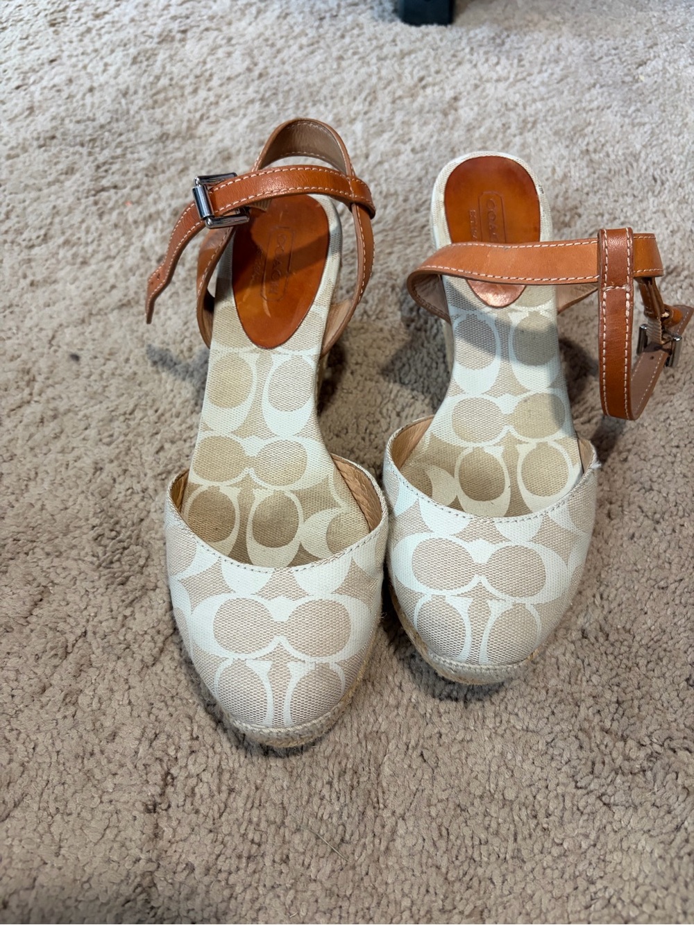 Coach Espadrille Wedge - Tan & Cream